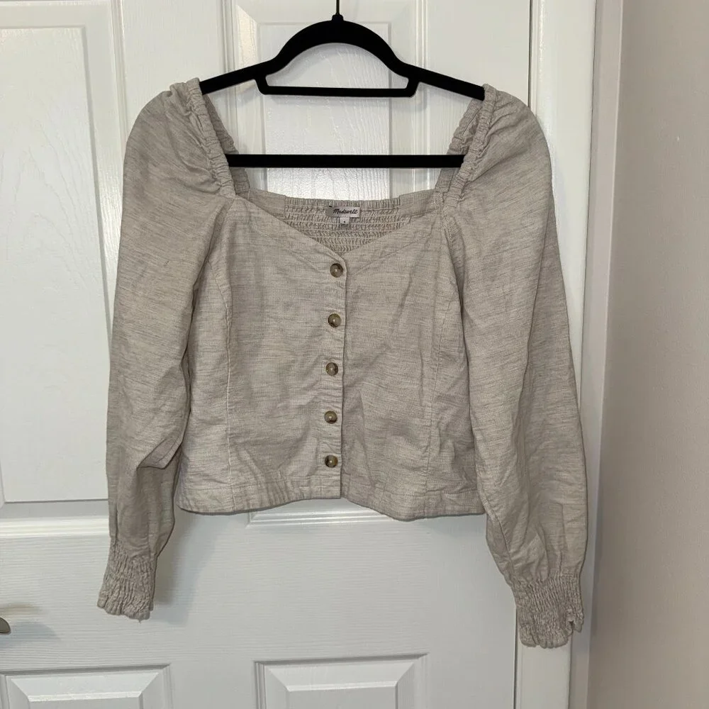 Madewell Corduroy Sweetheart Smocked-Back Top Women's‎ Size 6